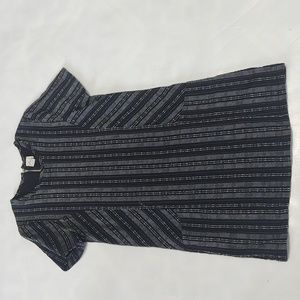 Paper Crane black, white linen blend dress with pockets small